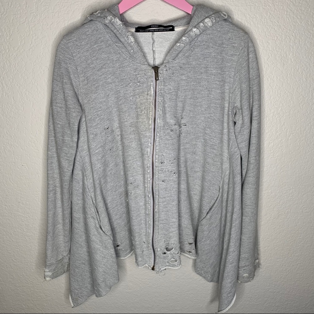 UNIF Grey Distressed Swing Style Zip Hoodie Jacket